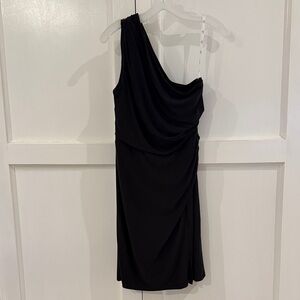 One-Shoulder Black Draped Women’s Dress